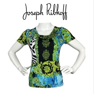 Joseph RIBKOFF  Floral & Zebra Print Blouse